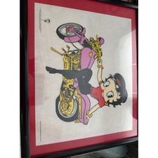 LargeBettyBoopMotorcycle Mama 1999 Fine Art Mgmt Licensed Acetate Cel Framed Art picture