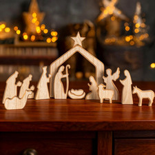 13Pcs Wooden Christmas Nativity Scene Set picture