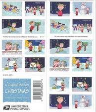 USPS Postage Stamps Sheet of 20 - Charlie Brown Christmas - First Class Letter picture
