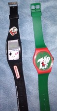 Vintage 1992 Nintendo Watch + 1990's 7 Up Soda Watch untested picture