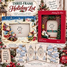 Lot of 3 Christmas Holiday Picture Photo Frames (2) 4x6 & One 3.5x5 Holiday Dec picture