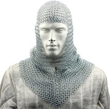 Medeival Warrior Replicas Medieval Chainmail Coif Armor picture