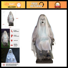 4ft Sitting Tombstone Girl Animatronic Halloween Decoration - Spooky Prop for Ya picture