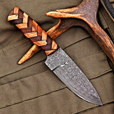 CUSTOM HAND MADE HUNTING KNIFE HAND FORGED DAMASCUS STEEL BLADE 2972 picture