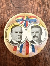 1972 MCKINLEY & ROOSEVELT Political Campaign President Election Pin Button 7/8