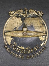 Vintage US Navy Comsubpac Commander Submarine Force Brass Sculpture Plaque Badge picture