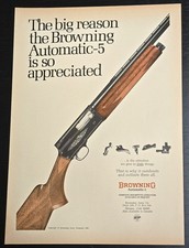 Browning 1968 Automatic-5 A5 Shotgun Original Vintage Print Ad Art Wall Decor picture