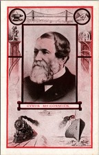 Cyrus McCormick Inventor Reaping Machine Train Biplane Ship J.I. Austen Postcard picture