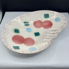 VTG MCM Atomic Hand Painted Ceramic Boomerang Ashtray Tray Catchall Dish picture