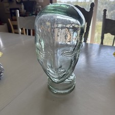 Green Tint Glass Display Head Mannequin Hat Wig  11.5