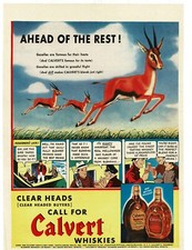 1938 Calvert Reserve Special Whiskey Gazelle art comic cartoon Vintage Print Ad picture