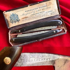 Antique 1800s John Heiffor Two Day Cased Straight Razors MADE FOR THE ARMY Stamp picture