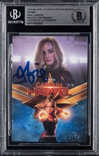 2019 Marvel Studios Captain Marvel Brie Larson Signed Promo Card Beckett BAS picture