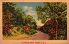 Vintage Postcard Greetings From Inman  SC  1943 picture