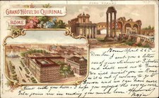 Antique 1900 PC Rome Italy ITALIA Grand Hotel du Quirinal ROME Ford Romano picture