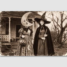 Photo Witch Creepy Costume Print Kid Odd Halloween Photograph Vintage Photo 922 picture