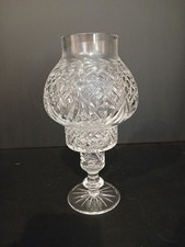 Vintage Royal Crystal Waterford 2 PC Hurricane Lamp Signed Joan McGrath- Mint picture