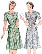 Vintage 1940s DRESS PATTERN Button Front WWII Homefront Era Sim 4584 UNUSED 34B picture