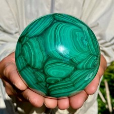 2.18LB Rare Natural Malachite quartz hand Carved sphere Crystal Healing picture