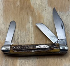 Vintage Case XX 1940-1964 Beautiful Burnt Stag 5347 HP Stockman Knife Excellent picture