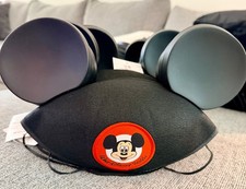 Mickey Mouse Walt Disney World Black Felt Hat & PLASTIC Ears Adult Size picture