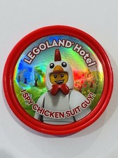 LEGOLAND Hotel I Spy Chicken Suit Guy Pop Badge Red Collectible Pin Minifigure picture