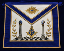 Masonic Hand Painted Apron Custom Freemason Apron Blue Border Handmade Gift picture