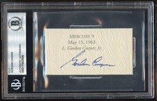 Gordon Cooper d2004 signed autograph 1x3 cut Astronaut Mercury 9 BAS Slabbed picture