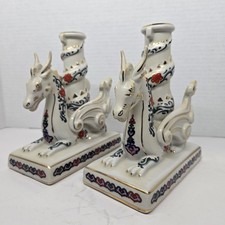 Vtg Franklin Mint The Imperial Dragons of Heaven & Earth Dragon Candle Holders picture