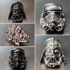 5 x 3D Star Wars Metal Pin Badges Darth Vader Storm Trooper Helmet Falcon Brooch picture
