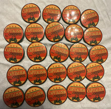 Lot of 24 Capitalism Conserves Campaign Pinback Buttons Round Orange/Green picture