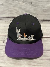 Vintage 1993 Looney Tunes Bugs Bunny Black Purple Snapback Adjustable Cap Hat picture