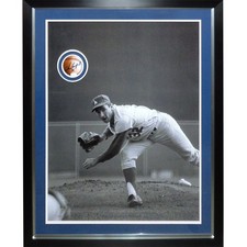 Sandy Koufax Deluxe Full-Size Artwork Poster Framed with Baseball Circle Autogra picture