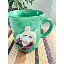 Vintage 2002 Miss Piggy Divine Swine Green 3D Ceramic Mug Kissy Kissy picture