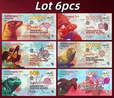 Lot 6pcs Galapagos Islands Set 2020 Fantasy Polymer Banknote  Sea Lion Pelican picture