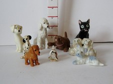 9 Pc Lot Miniature Dog Figurines Resin, Porcelain, Rubber, China, etc. picture