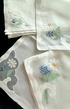 Vintage Madeira Organdy 7 Placemats 8 Napkin & Runner Set Daisy Flower picture
