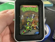 Teenage Mutant Ninja Turtles Flip-Top Lighter Green Logo Graphic w/ Tin Case picture