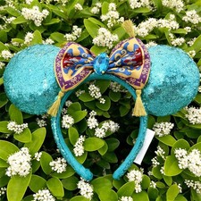 Disney Parks Minnie Ears Aladdin Princess Jasmine Magic Carpet Bow Headband NWT picture