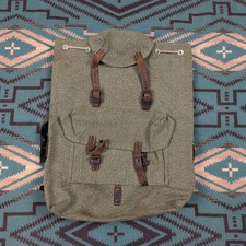 Vintage 1952 Swiss Army Military Backpack Rucksack Canvas Salt & Pepper Cold War picture