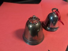 1973 WALLACE SILVERSMITH / Reed Barton Silver plated Bells Lot Red Poinsettia 3