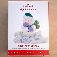 Hallmark Keepsake Frosty Fun Decade Snowman 2015 Christmas Hanging Ornament picture