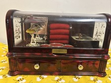 Vintage Wind Up Moving Ballerina Music Jewelry Box Dome Lift Up Lid Ring Holder picture
