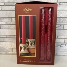 Lenox • Holiday Gatherings • Candlestick Pair with Tapers • Holly & Berries NIB picture