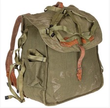 Original Romanian Army Bread Bag Military Vintage Olive Canvas Haversack picture
