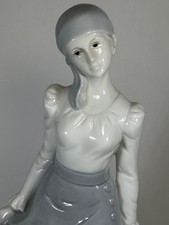 NAO by Lladro Woman Figurine Grey Dress Scarf Porcelain Lady. 10.5” tall. Vintag picture