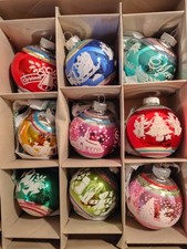 2024 Radko Shiny Brite set of 9 glass Christmas ornaments  With vintage designs  picture