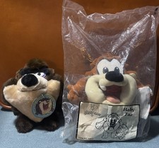 Vintage 1993  Warner Bros Tasmanian Devil & 1995 Baby Taz  Plush Lot of 2  picture