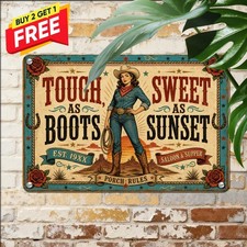 Western Cowgirl Saloon Lounge Sign Vintage Rodeo Slogan Metal Wall Plaque picture