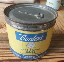 Vintage 1950s Borden's Beef Base Tin Can UNOPENED Sealed Key Intact Elsie Cow picture